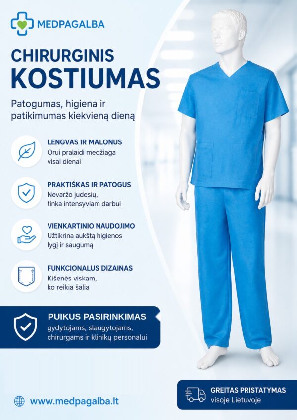 Chirurginis vienkartinis kostiumas Chirurginis vienkartinis kostiumas