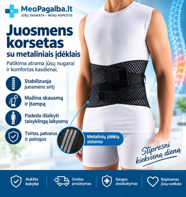 juodas Korsetas su metaliniais įdėklais